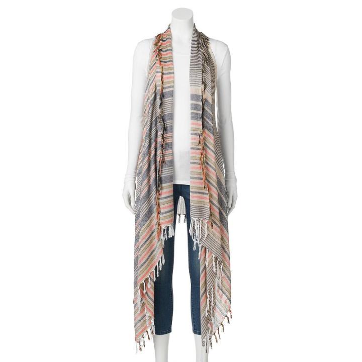 Sonoma Goods For Life&trade; Runner Striped Vest, Women's, Grey (charcoal)