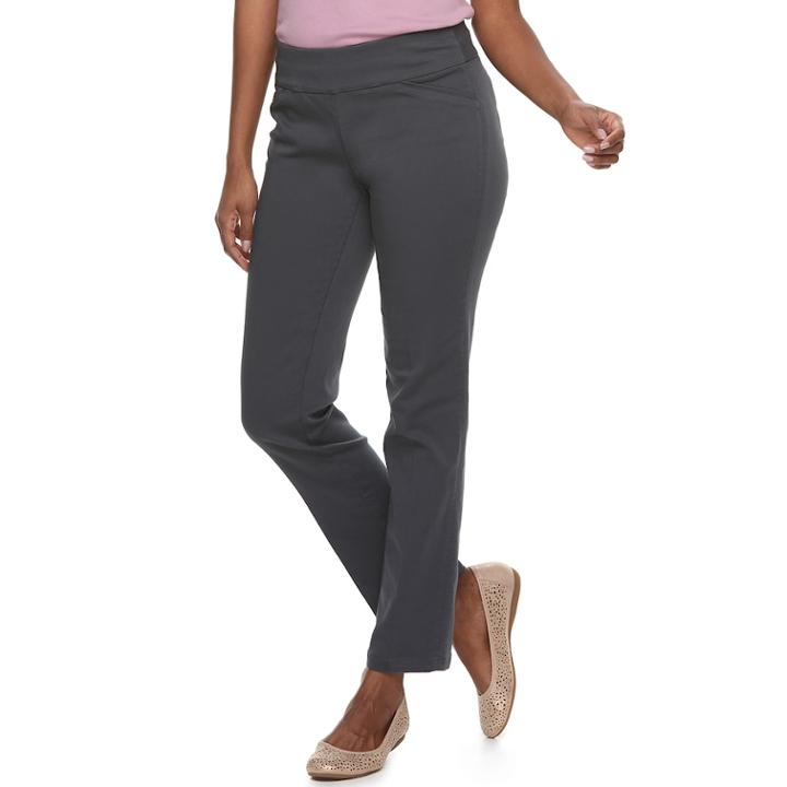 Women's Croft & Barrow&reg; Effortless Stretch Pull-on Pants, Size: 12 T/l, Grey (charcoal)