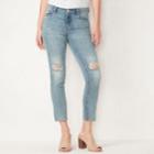 Women's Lc Lauren Conrad Distressed Midrise Slim Straight-leg Jeans, Size: 10, Blue