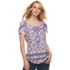 Women's World Unity Printed Scoopneck Tee, Size: Xs, Red