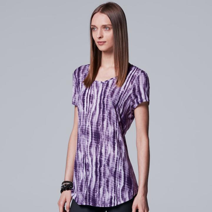 Women's Simply Vera Vera Wang Essential Print Scoopneck Tee, Size: Xs, Drk Purple