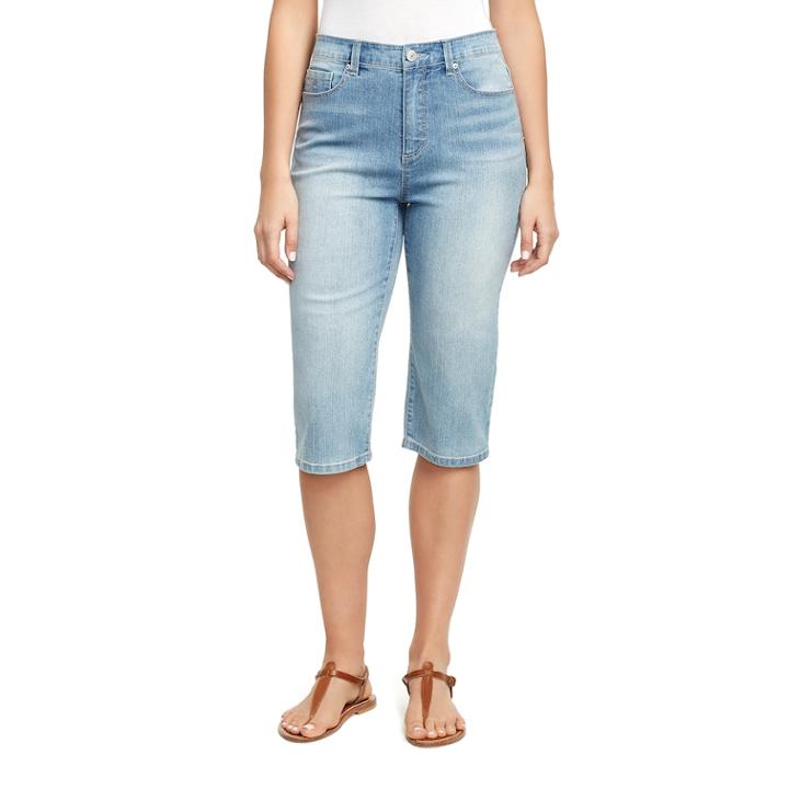 Women's Gloria Vanderbilt Amanda Denim Skimmer Capris, Size: 12, Light Blue