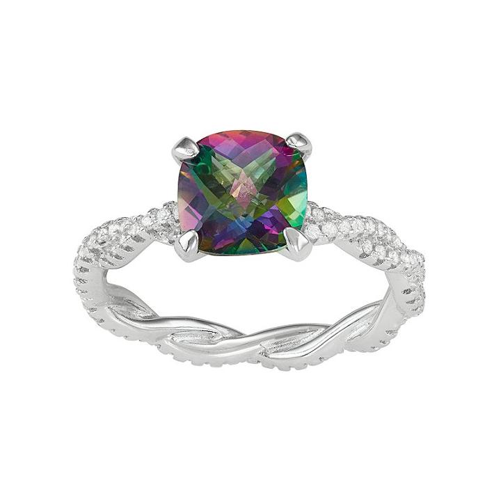 Sterling Silver Mystic Topaz & Cubic Zirconia Ring, Women's, Size: 10, Multicolor
