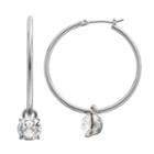 Dana Buchman Stone Drop Nickel Free Hoop Earrings, Women's, Silver