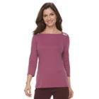 Women's Croft & Barrow&reg; Button-shoulder Top, Size: Xs, Med Purple