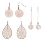 Openwork Disc & Teardrop Earring Set, Women's, Light Pink