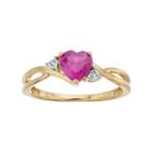 10k Gold Lab-created Pink Sapphire & Diamond Accent Swirl Heart Ring, Women's, Size: 6
