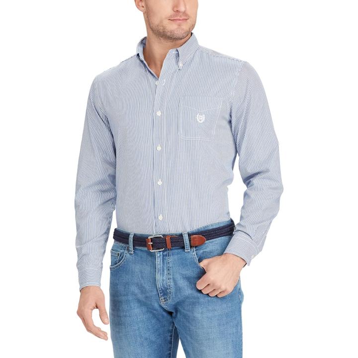Big & Tall Chaps Classic-fit Striped Button-down Shirt, Men's, Size: 2xb, Blue