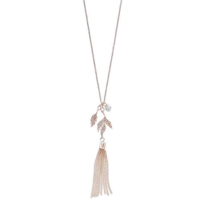 Lc Lauren Conrad Cubic Zirconia Tassel Leaf Pendant Necklace, Women's, Brt Pink