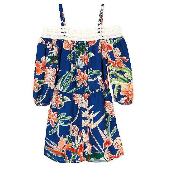 Girls 7-16 Iz Amy Byer Off The Shoulder Lace Geometric Romper, Girl's, Size: Xl, Ovrfl Oth