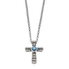 Adora Sterling Silver Simulated Blue Topaz Cross Pendant, Women's, Size: 18