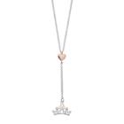 Disney Princess Silver Plated Heart Crown Pendant Necklace, Women's