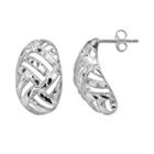 14k White Gold Woven J-hoop Earrings, Women's