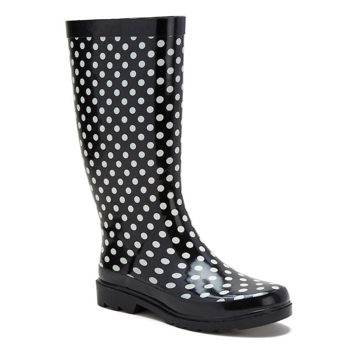 Sugar Raffle Women's Waterproof Rain Boots, Size: 8, Black