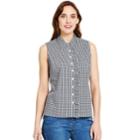 Women's Izod Checked Ruffle-trim Shirt, Size: Medium, Black