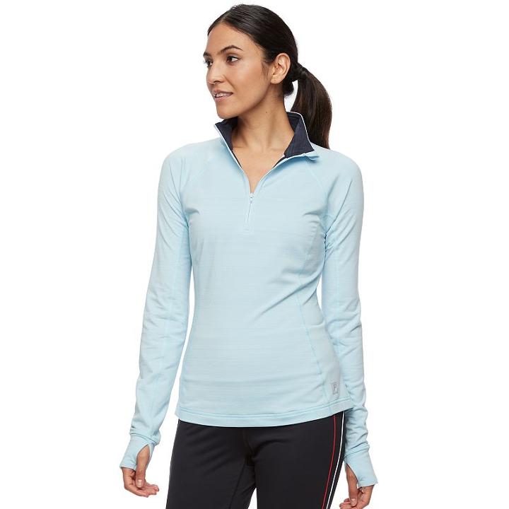 Women's Fila Sport&reg; Long Sleeve Half-zip Fleece Top, Size: Xs, Light Blue