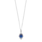 Sterling Silver Lab-created Blue & White Sapphire Marquise Pendant Necklace, Women's