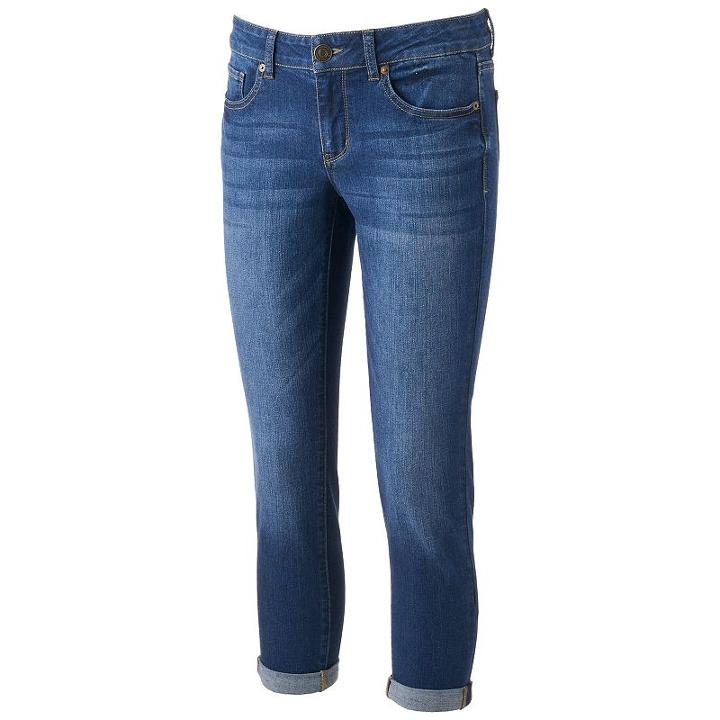 Juniors' So&reg; Low Rise Crop Jeggings, Teens, Size: 11, Dark Blue