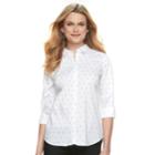 Women's Apt. 9&reg; Structured Essential Button-down Shirt, Size: Xl, White