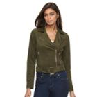 Women's Jennifer Lopez Faux-suede Moto Jacket, Size: Medium, Dark Brown