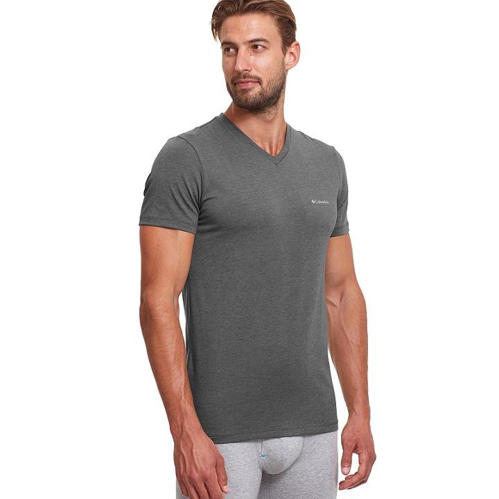 Men's Columbia 2-pack Omni-wick Stretch Performance V-neck Tee, Size: Small, Dark Grey