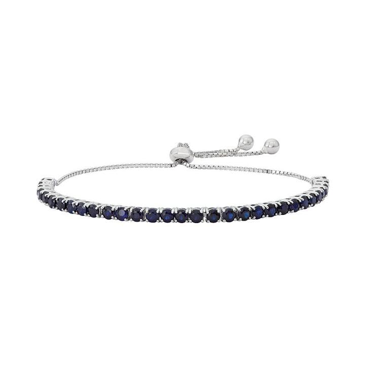 Sterling Silver Lab-created Sapphire Lariat Bracelet, Women's, Size: 9, Blue