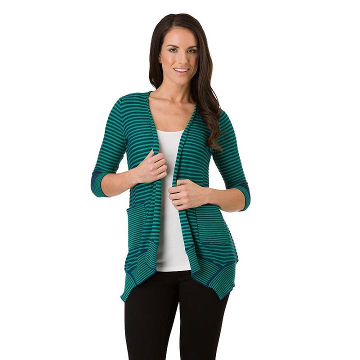 Women's Haggar Striped Open-front Cardigan, Size: Small, Brt Green