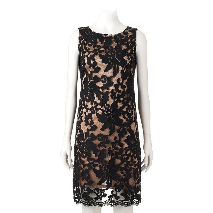 Women's Ronni Nicole Flocked Lace Shift Dress, Size: 6, Ovrfl Oth