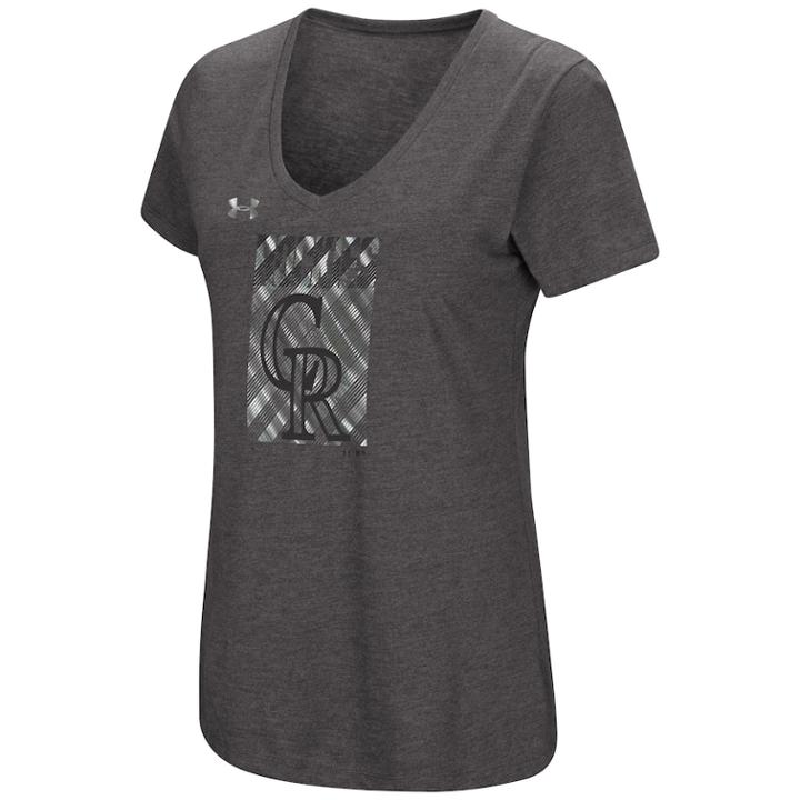Women's Under Armour Colorado Rockies Heat Gear Streak Tee, Size: Small, Dark Grey