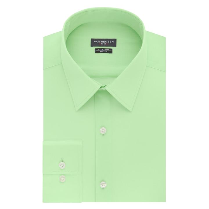 Men's Van Heusen Slim-fit Flex Collar Stretch Dress Shirt, Size: 17.5-32/33, Green