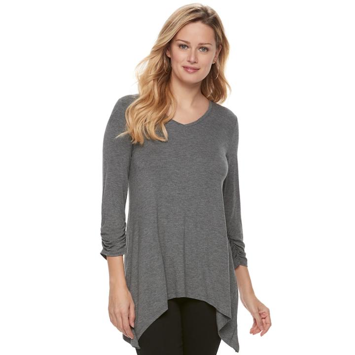 Women's Apt. 9&reg; Shark-bite Hem Tunic, Size: Xl, Med Grey
