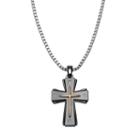 Axl By Triton Diamond Accent Stainless Steel Tri-tone Cross Pendant Necklace - Men, White