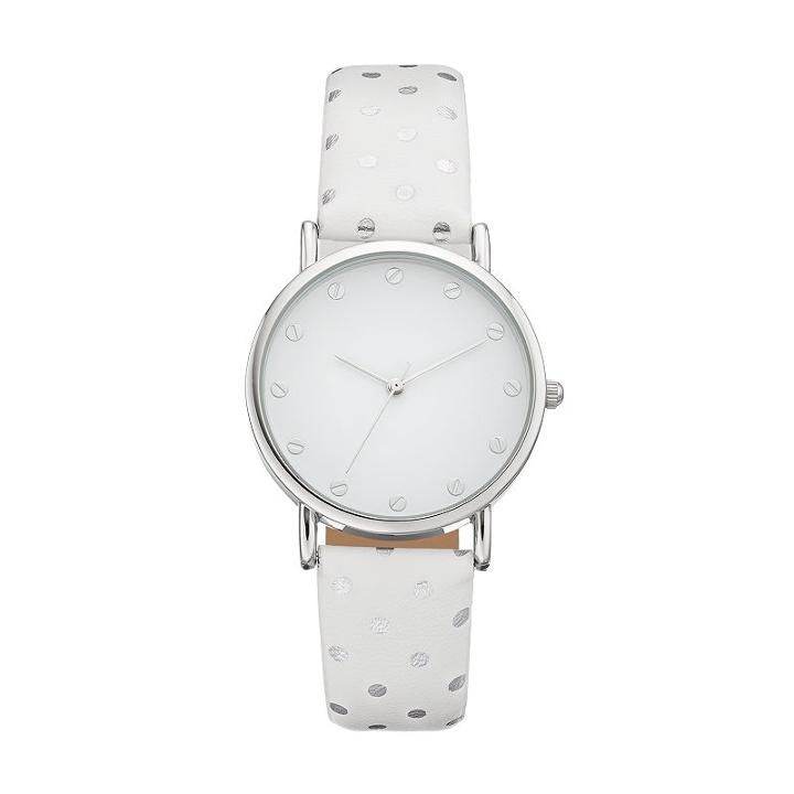 Women's Polka Dot Watch, Size: Medium, White