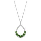 Sterling Silver Cubic Zirconia Teardrop Pendant Necklace, Women's, Size: 18, Green