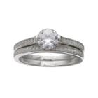 Primrose Sterling Silver Cubic Zirconia Engagement Ring Set, Women's, Size: 6, White