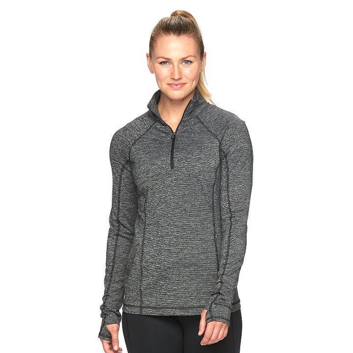 Women's Tek Gear&reg; Space-dye Quarter-zip Workout Jacket, Size: Xl, Black