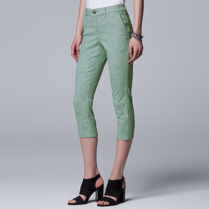 Women's Simply Vera Vera Wang Jacquard Twill Capris, Size: 0, Lt Green
