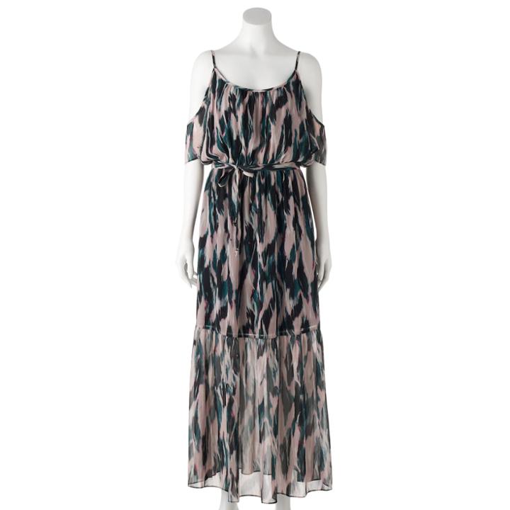 Women's Jennifer Lopez Cold-shoulder Maxi Dress, Size: Medium, Fierce Feather