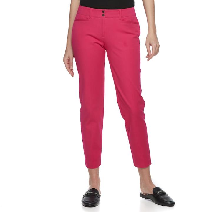 Women's Apt. 9&reg; Bistretch Midrise Ankle Pants, Size: 0, Med Pink