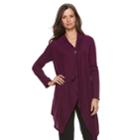 Women's Dana Buchman Long Sleeve Flyaway Cardigan, Size: Small, Drk Purple