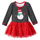 Girls 4-6x Nannette Snowman Applique Tutu Dress, Girl's, Size: 6, Black