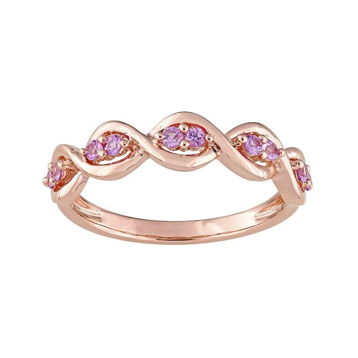 14k Rose Gold Pink Sapphire Wavy Ring, Women's, Size: 6