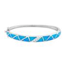 Lab-created Blue Opal & Cubic Zirconia Sterling Silver Bangle Bracelet, Women's, Size: 7.5
