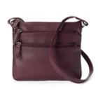 R & R Leather 3-zip Leather Crossbody Bag, Women's, Purple
