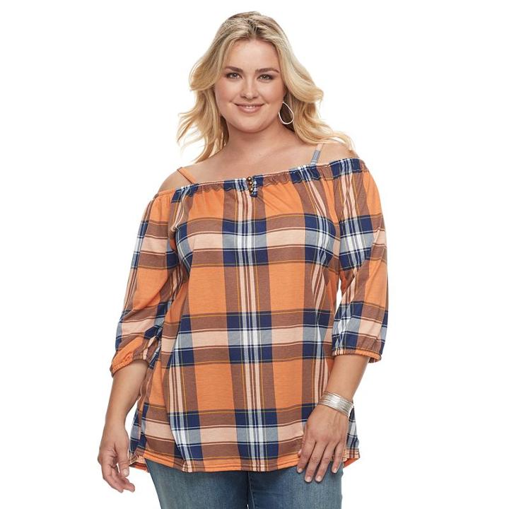 Plus Size French Laundry Off-the-shoulder Peasant Top, Women's, Size: 2xl, Orange Oth