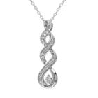 Lab-created White Sapphire & 1/10 Carat T.w. Diamond Sterling Silver Twist Pendant Necklace, Women's, Size: 18