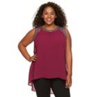 Plus Size Design 365 Sequin Flyaway Back Chiffon Top, Women's, Size: 3xl, Ovrfl Oth