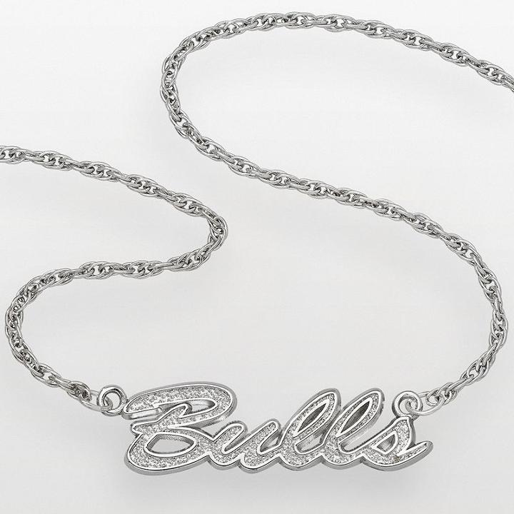 Chicago Bulls Sterling Silver Script Necklace, Women's, Grey