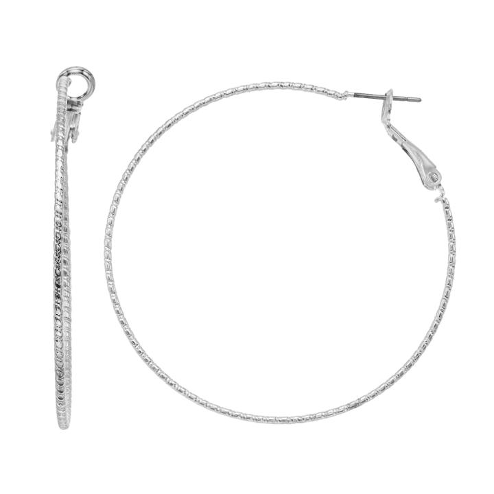 Lc Lauren Conrad Textured Nickel Free Hoop Earrings, Women's, Silver