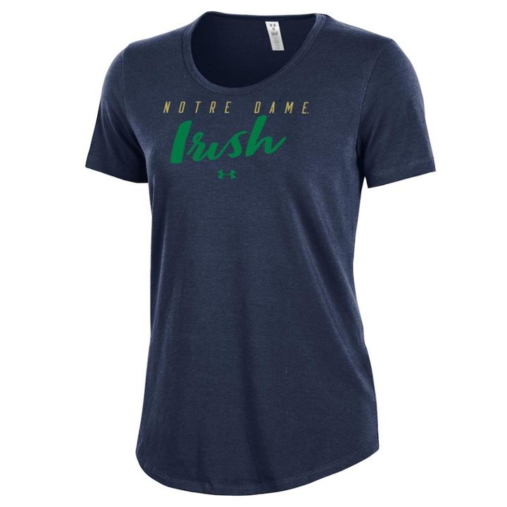 Women's Under Armour Notre Dame Fighting Irish Charged Tee, Size: Large, Blue (navy)